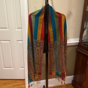 Colorful Striped Scarf with Fringe